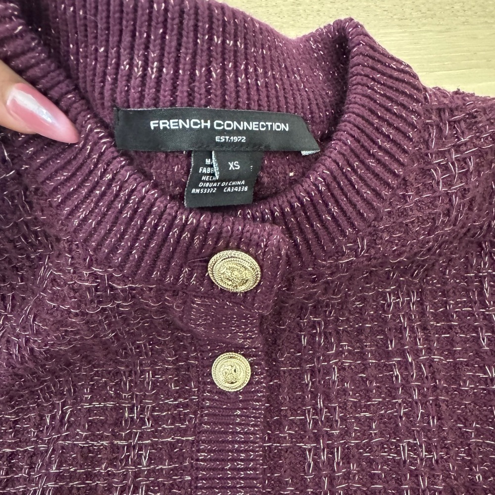 French Connection Metallic Tweed Knit Cardigan - Picture 4 of 6